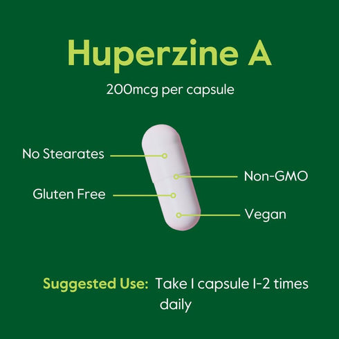 BESTVITE Huperzine A 200mcg, 120 Vegetarian Capsules, Naturally Derived, Vegan, Non-GMO, Gluten Free