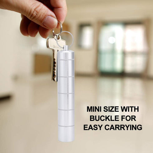 Drug Holder, Aluminum Alloy Waterproof Pill Key Chain Container with Key Ring for Outdoor Activities, Daily Use,