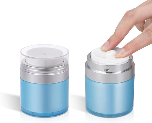 1 oz Airless Pump Jar, Travel Vacuum Pump Bottle Dispenser for Lotions and Creams, Drunk Elephant Container (2 Pack)