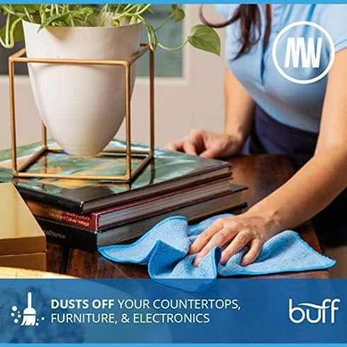 12 Pack MW Pro Multi-Surface Microfiber Cleaning Cloths, 12" x 12", Blue, Premium Towels for Cleaning