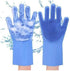 Silicone Dishwashing Gloves, Pet Grooming Rubber Scrubbing Gloves, Sponge Cleaning Brush for Housework