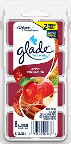 Glade Wax Melts Air Freshener, Scented Candles with Essential Oils, Apple Cinnamon, 8 Count