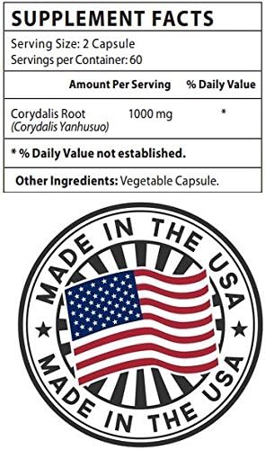 Pure Corydalis Dietary Supplement 10:1 Extract 1000 mg 120 Count