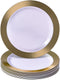 SILVER SPOONS Elegant Disposable Salad Plates - (10 pc) Heavy Duty 9” Fine Plastic Dishes for Parties - Ritz (Gold)