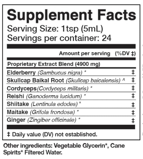 Anima Mundi Organic Black Elderberry Syrup - 4oz with Skullcap Baikal, Cordyceps, Reishi, Shiitake & Maitake Mushrooms