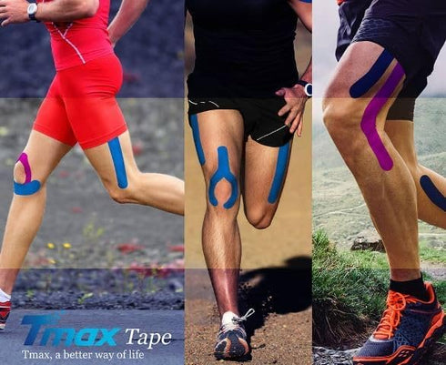 Tmax Waterproof Kinesiology Tape | Athletic Sports Tape for Injury, Muscle Support, Pain Relief (5 m * 5 cm, Pack of 2)