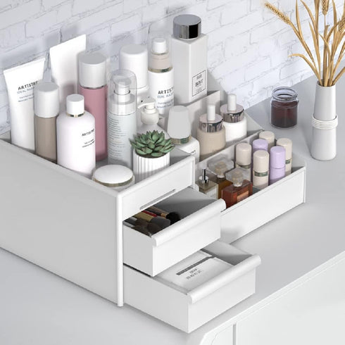 RIIPOO Makeup Organizer with Drawers, Countertop Organizer for Bathroom, Vanity, Cosmetics for Skin Care and Brushes