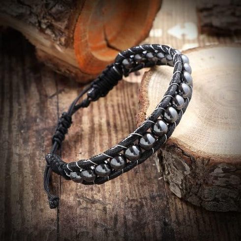 Hematite Therapy Bracelet for Men and Women, Natural Pain Relief and Healing Stones, One Size