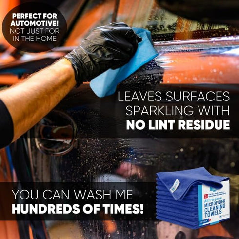 MW Pro Multi-Surface Microfiber Towel – 12 Pack, Premium Cleaning Cloth for Buffing, Dusting, Polishing (Dark Blue)