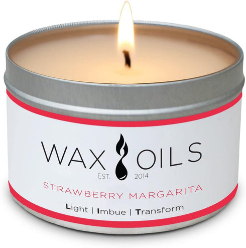 Wax and Oils Soy Wax Aromatherapy Scented Candles (Strawberry Margarita), 8 Ounces, Single