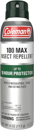 Coleman Insect Repellent Spray, 100% MAX DEET, 4oz, for Ticks, Mosquitoes, Chiggers, Fleas, Camping