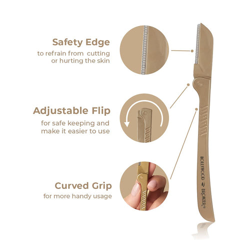 Royal Gold Dermaplaning Face Blade Duo - Two Pack for Men and Women, Eyebrow Shaping and Exfoliation