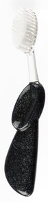 RADIUS Big Brush Toothbrush with Replaceable Head, Left Hand, Soft Black Sparkle, BPA Free, ADA Accepted