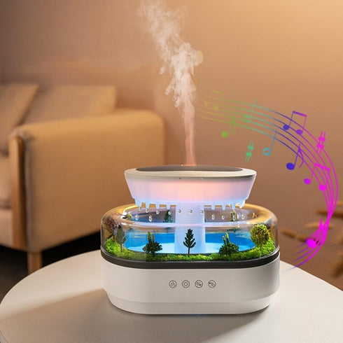 hwnguJ Upgrade Raindrop Humidifier Essential Oil Diffuser with Natural White Noise and Landscape