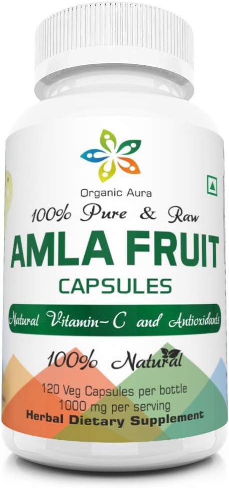 AMLA Capsules - 1000mg per Serving, 120 Veg Capsules - Natural Vitamin C & Antioxidants, Raw Whole Superfood
