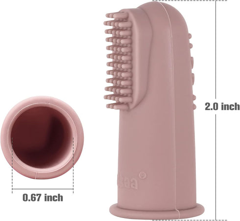 haakaa Silicone Baby Finger Toothbrush, Oral Care for Infants, Soft Food Grade Silicone, 0 Months+, 2 Pack, Blush