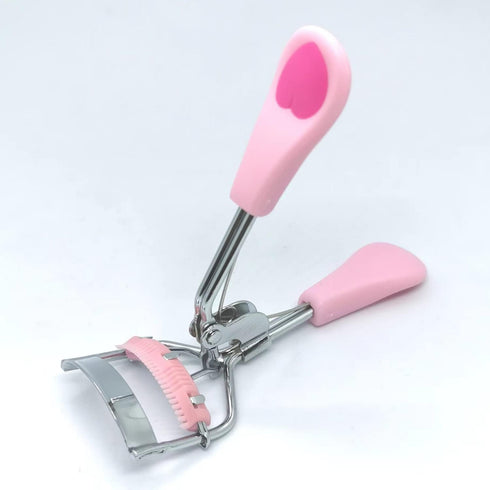 Stainless Steel Eyelash Curler with Comb, Pain-Free for All Eye Shapes, 5 Silicone Refill Pads, Light Pink