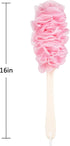 Lufa Back Scrubber for Shower, Anti-Slip Long Handle Bath Sponge, Soft Nylon Mesh Body Brush for Women & Men