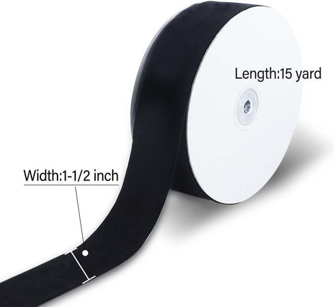 15 Yards Velvet Ribbon 1-1/2 Inch Single Face Black Velvet Ribbon Spool Prefect for Wedding, Ribbon for Gift Wrapping, Christmas Wreath,Hair Bows Ribbon, Ribbon for Crafts by Winjeto