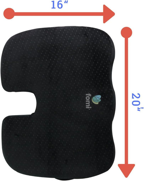 20 16 3.5 FOMI Extra Wide and Thick Firm Coccyx Seat Cushion | x x | Large Black Orthopedic Memory Foam Pad for Car