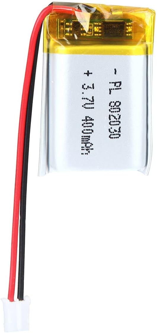 3.7V 400mAh 802030 Lipo Battery, Rechargeable Lithium Polymer Ion Battery Pack with PH2.0mm JST Connector