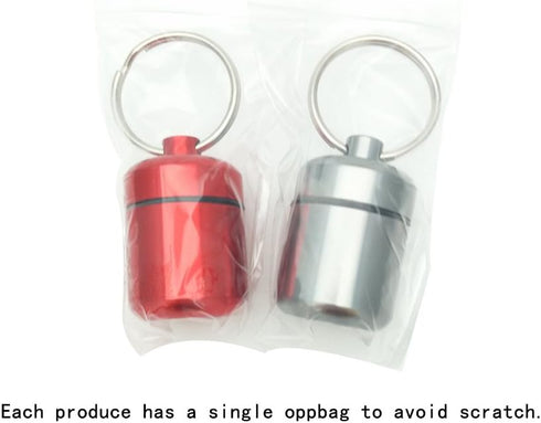 FAYALA 2 Packs Aluminum Pill Bottle Box and Mini Aluminum Pill Container Holder, Metal Pill Box Case (Red and Gray)