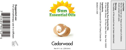 Sun Essential Oils 8oz - Cedarwood Essential Oil - 8 Fluid Ounces - Cedarwood Essential Oil - Cedarwood Oil Essential - Cedar Oils