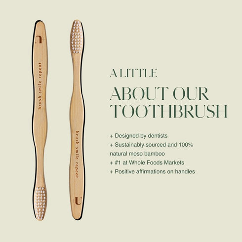 Plus Ultra Bamboo Toothbrush - BPA Free Soft Bristles for Adults - Dentist-Approved All-Natural with Brush Smile Repeat