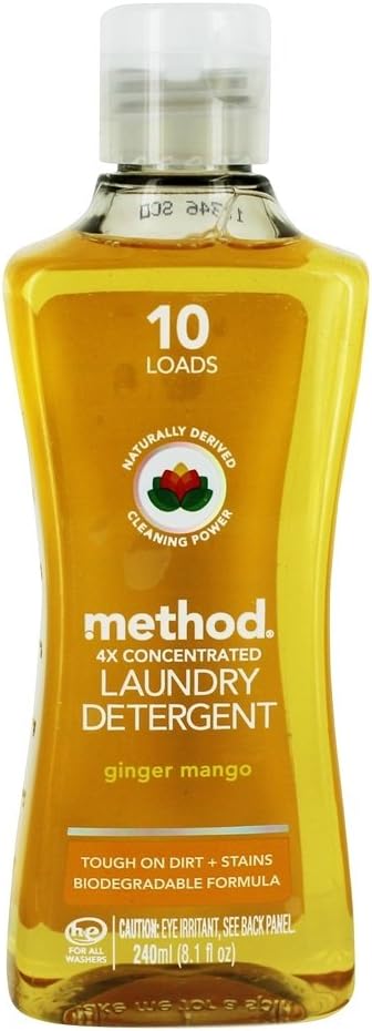 Method Laundry Detergent, 4x Concentrated, Tough On Dirt + Stains, Ginger Mango - 8.1 fl. oz.