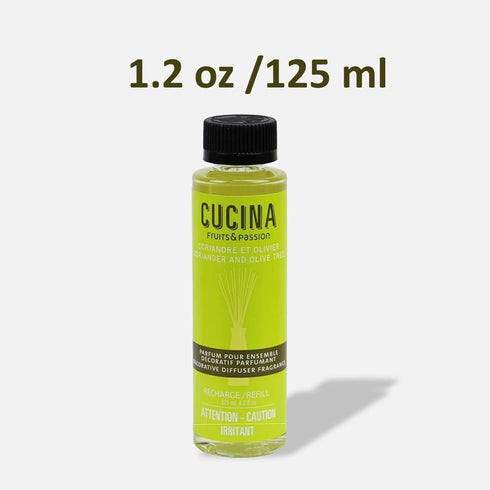 Set, 68 4.2 oz (125 ml) Fruits & Passion Cucina Diffuser Refill Coriander & Olive Tree, Liquid Home Fragrance Refill