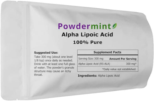 Alpha Lipoic Acid Powder (RS-ALA, Pure ALA) Antioxidant (25 Grams) - Multiple Sizes, Scoop Included