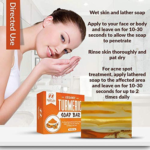 Organic Turmeric Soap Bar, Pure Natural Handcrafted Skincare, Face & Body Cleanser with Calendula & Aloe Vera