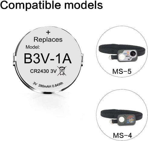 Abeden B3V 1A Lithium Replacement Batteries for High Tech Pet Single Electronic Collar Model MS-4 and MS-5, 8 Pack