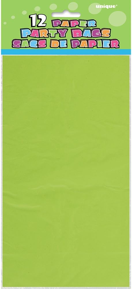 Vibrant Lime Green Paper Party Bags, Pack of 12, Premium Quality