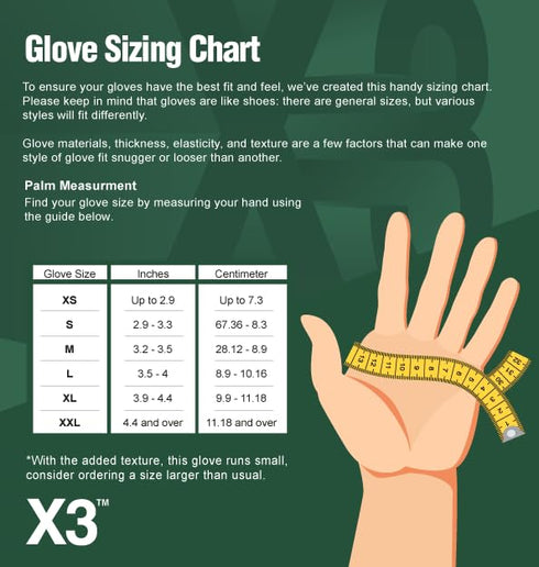 X3 Blue Nitrile Disposable Industrial Gloves, 3 Mil, XX-Large, Box of 100, Latex/Powder-Free
