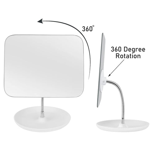 Table Vanity Mirror with Stand, Makeup Mirror for Desk, Adjustable Flexible Gooseneck, 360° Rotation Portable Mirror