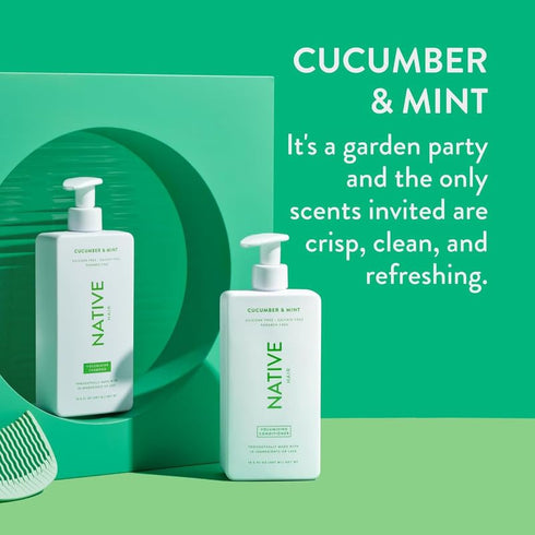 Native Shampoo and Conditioner Set | 16.5 fl oz each, Cucumber & Mint, Sulfate & Dye Free, All Hair Types, 2 Pack