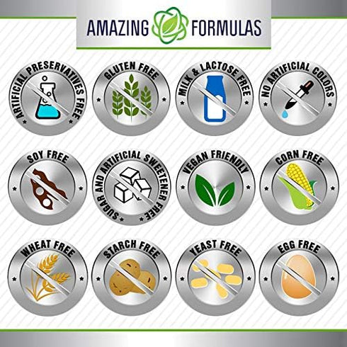 Amazing Formulas L-Ornithine 1500 Mg Per Serving | Veggie Capsules | Non-GMO, Gluten-Free | 120 Count