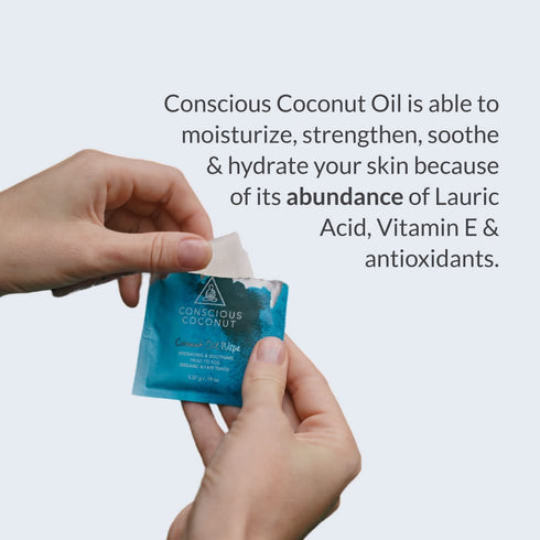 Organic Coconut Oil Intimate Wipes Sensitive Skin Feminine Wipes, Biodegradable, Individually Wrapped, Moisturizing