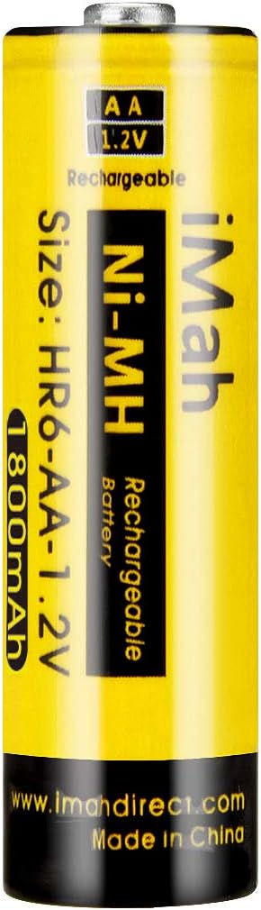 iMah HR6 AA rechargeable batteries Ni-MH 1.2V 1800mAh for Flashlight Remote Control Car Toys Clock, also Compatible with Panasonic BK-3MCCA8BA BK-3HCCA8BA BK-3MCCA4BA BK-3HCCE4BE, 8-Pack