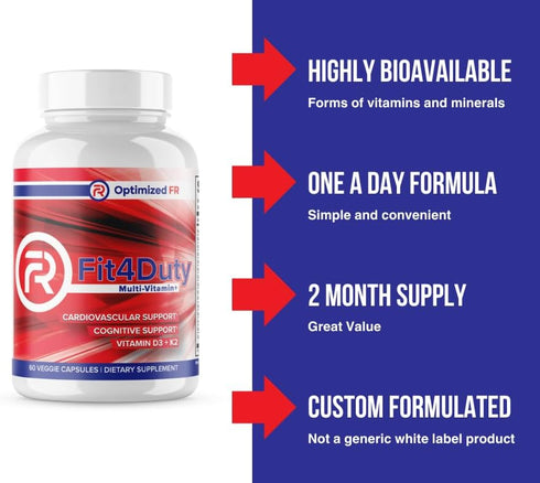 Fit4Duty Multivitamin+, One a Day Multivitamin Plus Other Nutrients - 60 Servings, 2 Month Supply