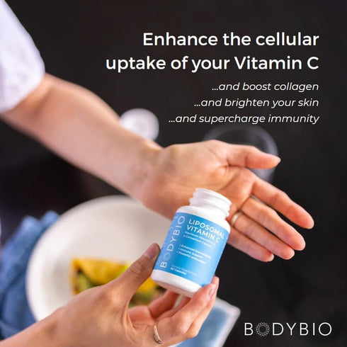 BodyBio Liposomal Vitamin C 60 Capsules, Powerful Immune Support, Maximum Absorption for Cell Support
