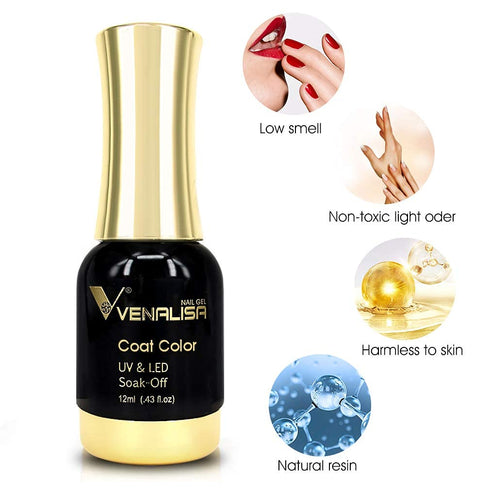 VENALISA 2Pcs Black White Gel Nail Polish Kit, Soak Off UV LED Nail Art Starter Manicure Salon DIY at Home
