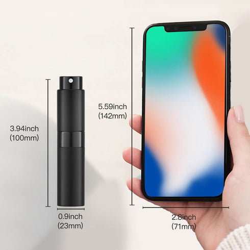 Lisapack 8ML Atomizer Perfume Spray Bottle for Travel, Empty Refillable Cologne Dispenser (Matte Black)