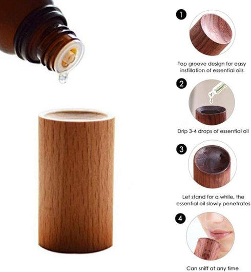 YuanHolumid Black Walnut Wood Essential Oil Diffuser, Wooden Aromatherapy Round Office Home Car Diffuser, Small Wooden