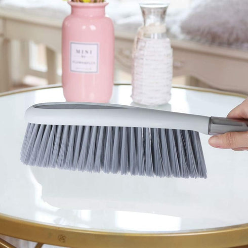 Tian Chen Hand Broom, 14 inch Large Counter Duster, Slightly Stiff Plastic Bristle Brush with Long Handle, Sweep for Furniture, Floor, Bench, Carpet, Woodworking, Patio, Home, Shop(Gray, 14 inch) by TIAN CHEN