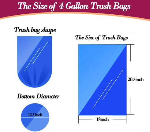 4 Gallon Pink Trash Bags, 180pcs, Strong Garbage Bags for Bathroom, Home, Office, Fit 12-15 Liter