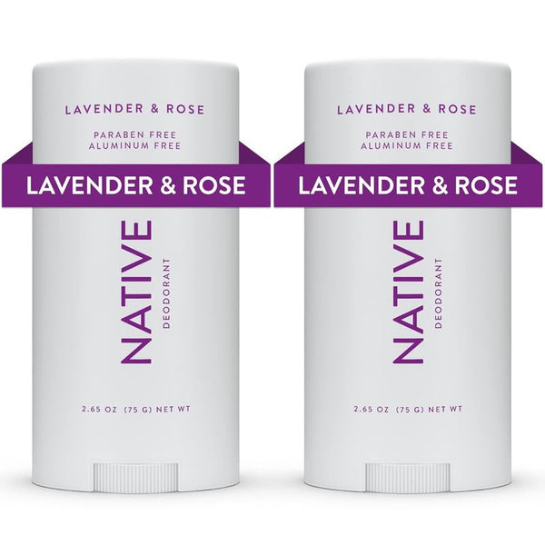 Native Deodorant with Naturally Derived Ingredients, 72 Hour Odor Control | Aluminum Free, Lavender & Rose, 2-Pack