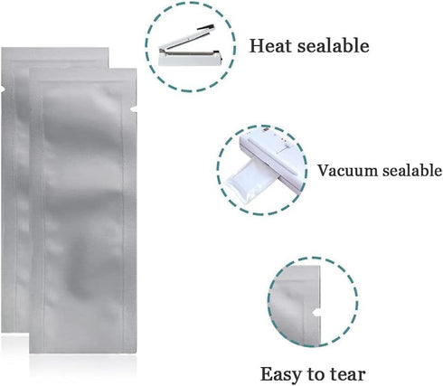 MITOB 500 Pack 2.16x7.08 inch 1.76x6.68 inch) Packets (Inside Size Heat Seal Sample Pouch Thickened Mylar Foil Bag