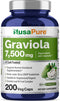 NusaPure Graviola 200 Veggie Caps, 7,500 mg Equivalent, Non-GMO Extract 20:1